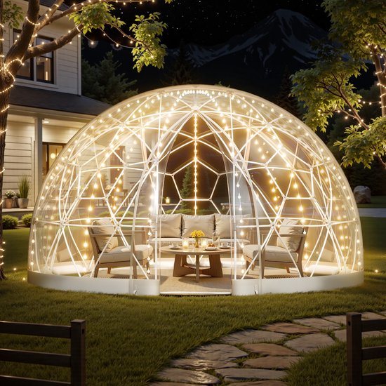 VEVOR Garden Dome Tent, 2,9 X 1,7 M Transparante Bubbeltent voor 2-4 Personen, Geodetische Koepelkas met Raam, Pvc-Tent voor Achtertuin, Terras, Camping, Feest, Bruiloft