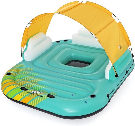 Bestway - Opblaas eiland - 5-persoons - 291x265x83 cm - groen, geel