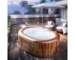 Opblaasbaar Bubbelbad 2-Persoons – Industrial Home Luxe Hottub Spa – 90 Luchtstralen – 550L – Ovaal 190x120 cm – Verwarming tot 40°C – Opblaasbare Jacuzzi voor Binnen & Buiten – Massage Bubbelbad