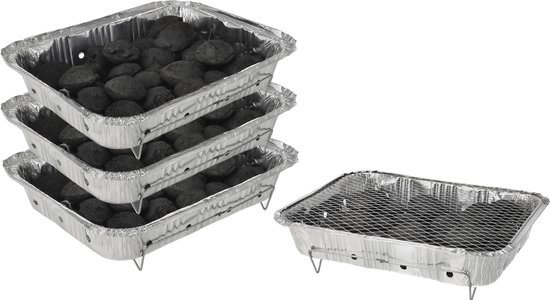 Wegwerp Barbecue met Houtskool – 3 Stuks – Instant BBQ voor Camping, Balkon of Picknick – Inclusief Rooster – Barbecue Accessoires – BBQ Kopen