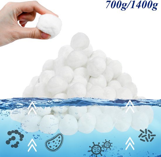 1400g Zwembad filterballen Filterballen Wasbare filterbollen voor zwembad, filterpomp Wit