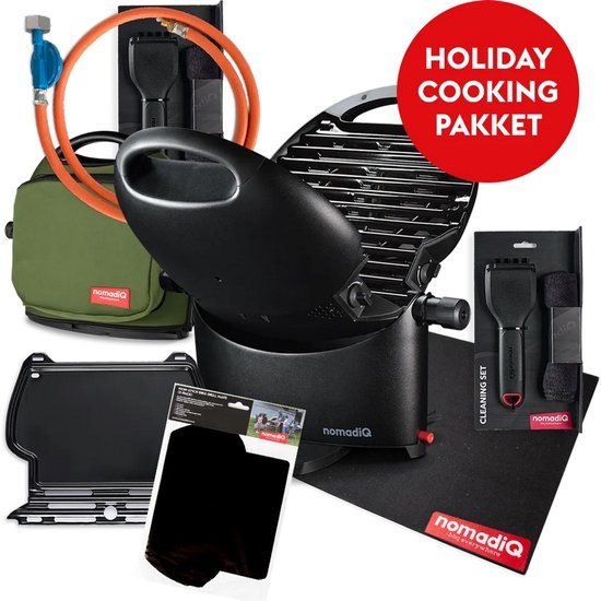 nomadiQ HOLIDAY barbecue pakket - de ultieme gas barbecue incl. accessoires voor vakantie met de boot, camper of caravan