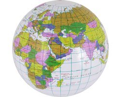 Henbrandt Opblaasbare wereldbol strandbal - 40 cm - voor kinderen en volwassenen