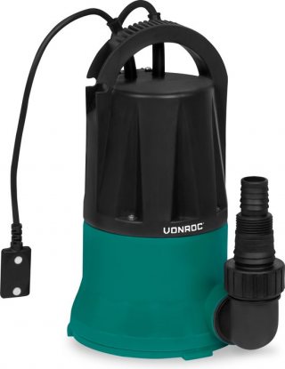VONROC Dompelpomp / vlakzuigpomp / dweilpomp – tot 1mm met sensorschakelaar – 400W – 6000l/h – Voor schoon water