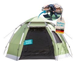 Skandika Koepeltent Namsos 2 Sleeper Protect Quick-Start - Tent voor 2 personen, snelle opbouw in 1 min, donkere slaapcabine, 3000 mm waterkolom, UPF 100+ | Kamperen, Festival, Outdoor