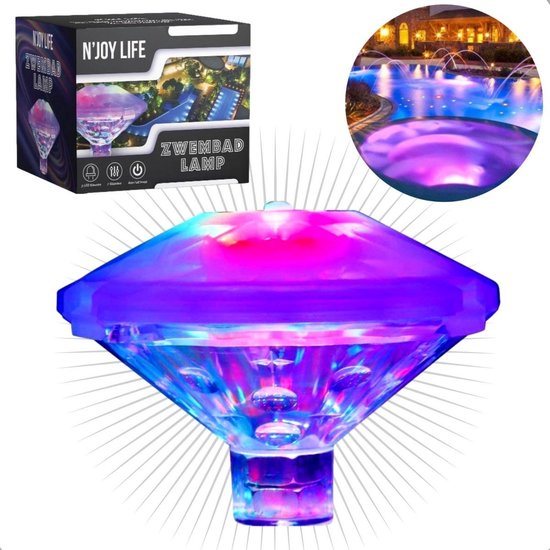 N'JOY Life - Zwembad Lamp Drijvend - Zwembadverlichting - Disco Licht Lamp - Bad accessoires - Onderwater en Bovenwater Verlichting - op Batterijen - Zwembadlamp - Bubbelbad - Jacuzzi Verlichting