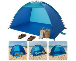 Cheqo® Strandtent UV Bescherming - Strand Tent - Blauwe Tent voor Strand - Polyester & Fiberglas - Opvouwbaar