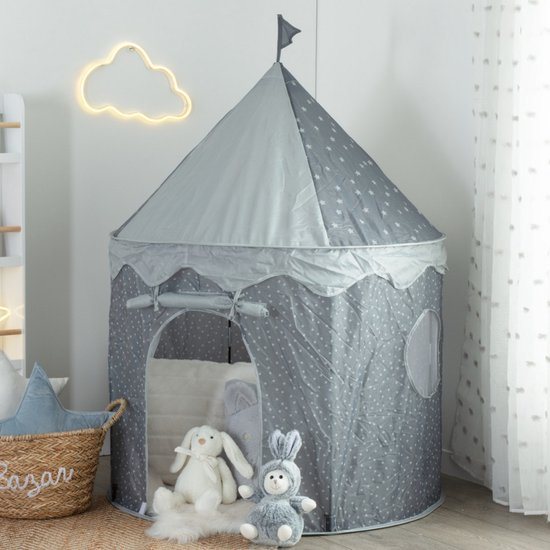 MISOU Speeltent - 100x100x135cm - Pop up Tent - Kinderen - Tipi Tent - Kindertent - Peuters - Jongens - Meisjes - Grijs - LILY
