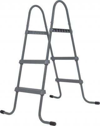 VirtuFit Zwembadtrap - Grijs - 84 cm - Grip op Treden - Gemaakt van Stevig Aluminium - Compitabel met Elk VirtuFit Zwembad - Zwembad Trap - Zwembad Trap Kunststof - Zwembadtrapje