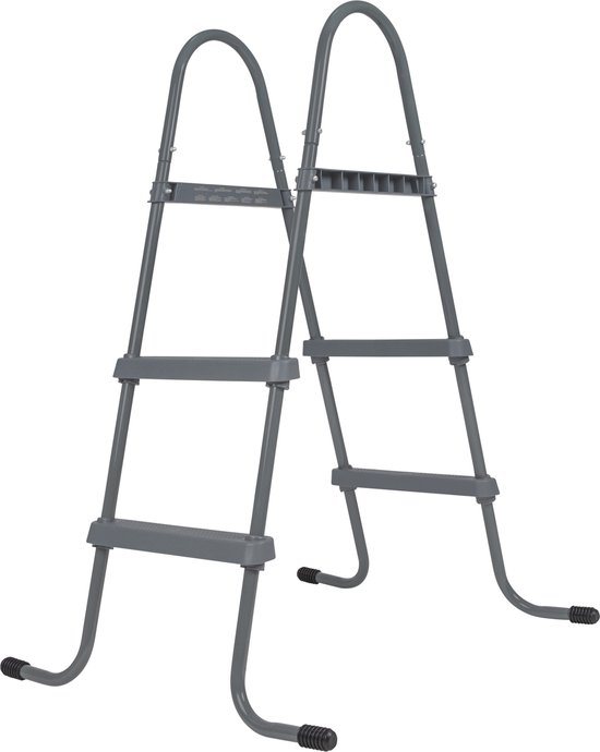 VirtuFit Zwembadtrap - Grijs - 84 cm - Grip op Treden - Gemaakt van Stevig Aluminium - Compitabel met Elk VirtuFit Zwembad - Zwembad Trap - Zwembad Trap Kunststof - Zwembadtrapje