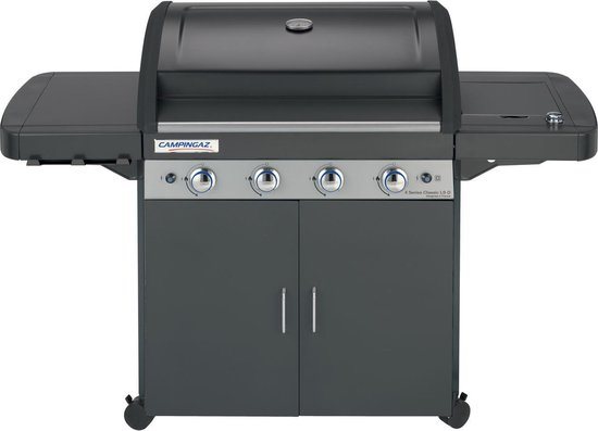 Campingaz 4 Series Classic LS Gasbarbecue - outdoor grill - 4 afzonderlijk te regelen branders - gasbarbecue met zijbrander - modulaire BBQ accessoires - veilige Piezo ontsteking - gas barbecue met vaatwasserbestendige onderdelen - Zwart