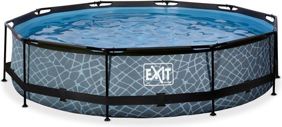 EXIT Stone Frame Zwembad ø360 - Opzetzwembad - met Filterpomp - Rond - Grijs