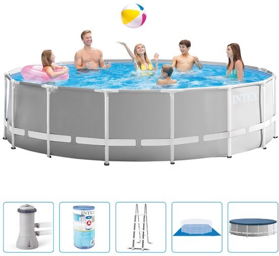 Intex - Prism Frame - Opzetzwembad - Ø 457 x 122 cm - Inclusief Filterpomp & Accessoires