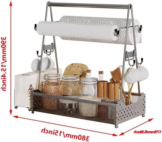 Grill Caddy - Papieren Handdoekhouder voor Borden en Bestek - Picknick Kruidenbewaardoos met 4 Haken - Outdoor Barbecue-accessoires