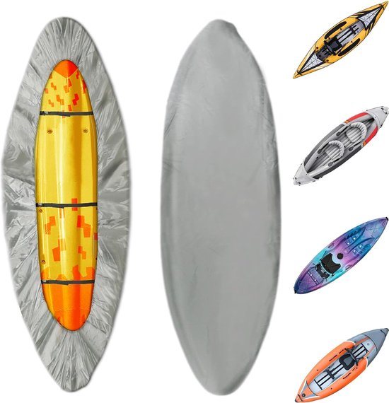 Maat L: 4,1-4,5 meter 420D Kajakhoes, robuuste waterdichte UV-bestendige kajakhoezen voor buitenopslag, ultrasterke kano-opslagstofkap, ideaal voor binnen en buiten -kajak stofkap - Surfplankzonwering,zonnescherm,regenhoes