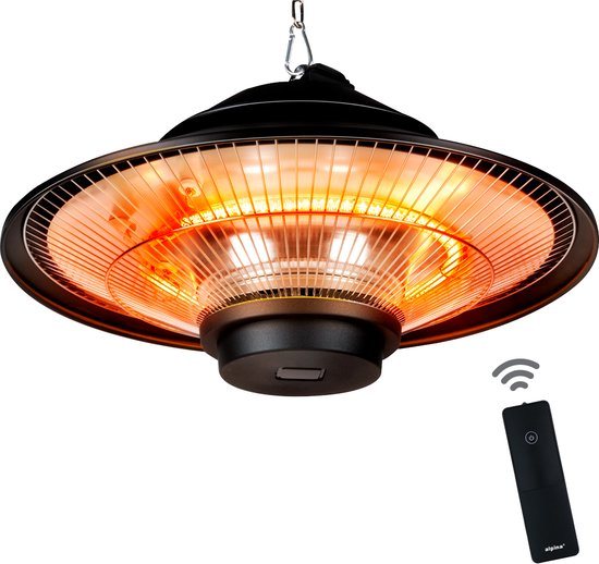 alpina Heater Terrasverwarmer met Infrarood Verwarming - Heater Elektrisch en Hangend - Terras Verwarmer P44 Spatwaterdicht - Terrasheater 1500W met Afstandsbediening