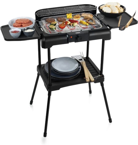 Elektrische Barbecue - Princess 112250 Elektrische BBQ met zijplanken - BBQ - 40x25cm - Met en zonder statief te gebruiken - Met zijplankjes - Ook te gebruiken als tafelgrill - 2200W