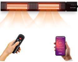Komodo Terrasverwarmers Flores 3000W - 9 Verschillende Standen - Voor 35m2 - Infrarood Verwarming - Afstandsbediening & App - Oscillatie - LED-display - Zwart