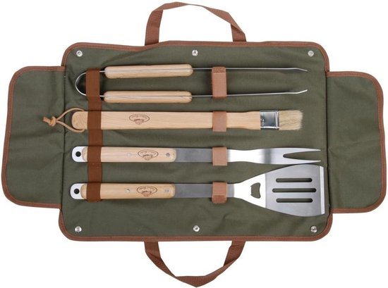 Barbecue-accessoires, roestvrij staal, hoogwaardig BBQ-bestek, met draagbare opbergkoffer, perfecte barbecue-gereedschapsset voor mannen, met vleesthermometer, cadeau,