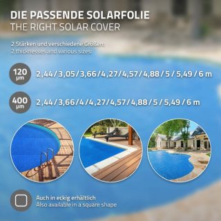 Zwembadzeil rond Ø 500 cm blauw, zwembadzeil 120µm, solarzeil solarzeil op maat gesneden, zwembadafdekking