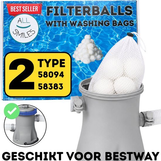 Type 2 Zwembad Filter Geschikt voor Bestway Filter Type II | All Smiles Herbruikbare Filterbollen