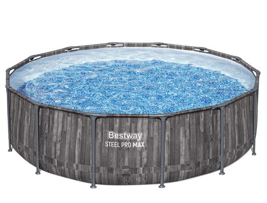 Bestway - Steel Pro MAX - Opzetzwembad inclusief filterpomp en accessoires- 427x107 cm - Houtprint - Rond