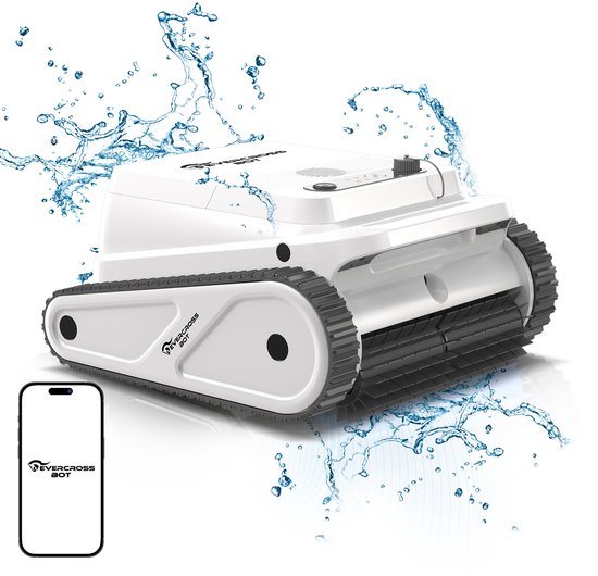EVERCROSS BOT U8 Zwembadrobot Draadloos-Vier Reinigingsmodi-120 Minuten Vloerreiniging-Schoon Gebied tot 200m²-App Controle-110W Aandrijfmotor-Intelligente Navigatie-Zelfparkeertechnologie