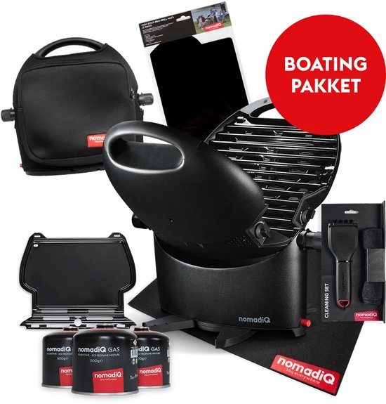 nomadiQ BOATING barbecue pakket - de ultieme gas barbecue inclusief accessoires voor op de boot