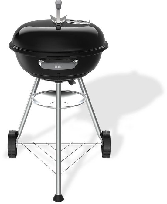 Weber Compact Kettle - Ø 47 cm Grillrooster - Houtskoolbarbecue - Zwart - Asopvangschaal - 2 Duurzame, weerbestendige wielen - Handige dekselhaak - Kras- en roestbestendig