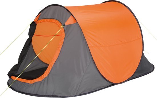 HIXA Pop-Up Tent - 1 Persoons - Oranje met Grijs - Kamperen - 220x120x95cm