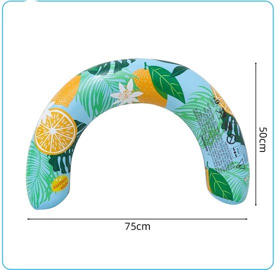 Nieuwe U-vormige opblaasbare zwemband met fruitprint, opblaasbare zwemband voor onder de armen, opblaasbare zwemstok/zwemstick voor volwassenen (blauw)
