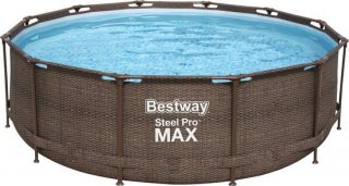 Bestway - Steel Pro MAX - Opzetzwembad inclusief filterpomp en zwembadtrap - 366x100 cm - Bruin - Rond