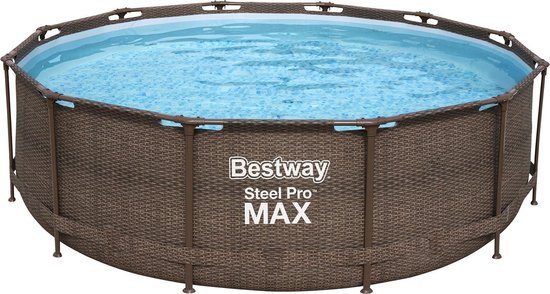 Bestway - Steel Pro MAX - Opzetzwembad inclusief filterpomp en zwembadtrap - 366x100 cm - Bruin - Rond