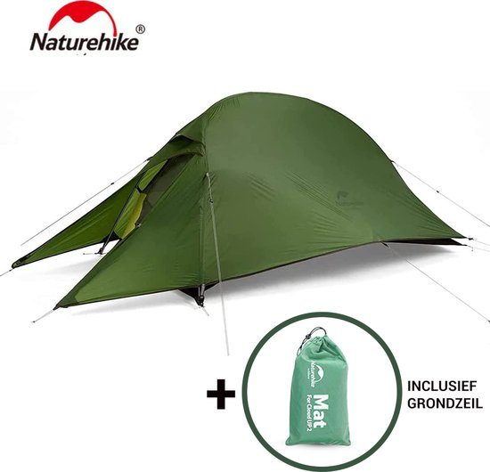 Naturehike Cloud Up 1 Upgraded – 1 persoons lichtgewicht tent – Waterdichte kampeertent – 20D 4000MM – Inclusief grondzeil – Outdoor trekking – Groen
