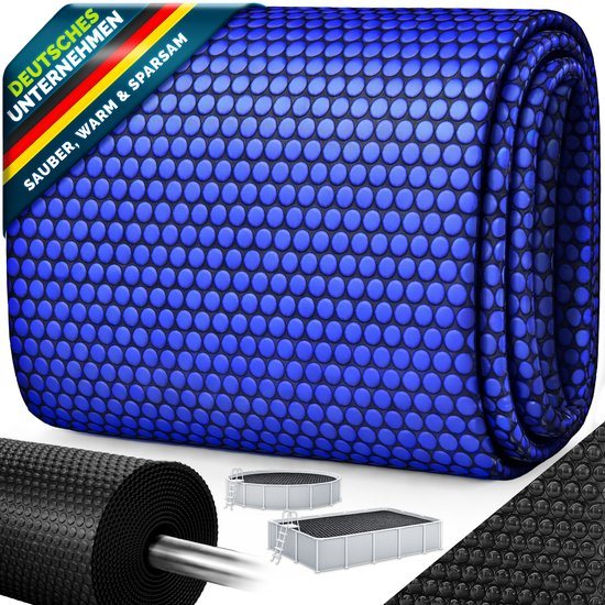 tillvex Zwembad op zonne-energie Rechthoekig & Rond | Zonnefolie Dikte 120 µm | Solar Cover kan op maat gesneden worden | Zwembadverwarming voor waterverwarming (Blauw/Zwart, Ø 366 cm)