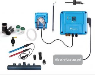 POOLTRONICS DIY Zoutwatersysteem - Zoutelectrolyse zet zwembadzout om naar Chloor met Automatische Ph dosering - Zwembad Zoutwater Waterbehandeling pakket om zelf op te bouwen en te installeren - MET FLOWSWITCH EN LEVELSWITCH