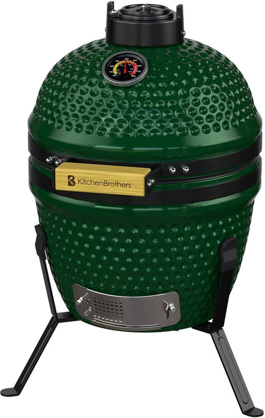 KitchenBrothers Kamado BBQ - BPA en PFAS Vrij - 13 Inch Houtskool Barbecue - 27⌀ cm - Egg BBQ - Groen