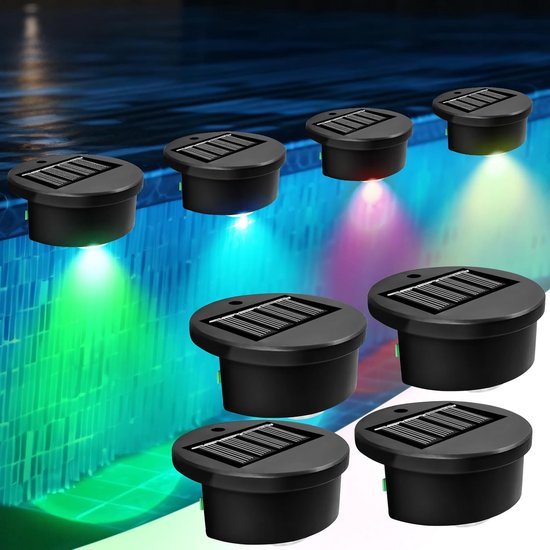 Set van 4 zonne-energieverlichting voor zwembaden - Zonne-energieverlichting voor buiten - Wanddecoratie voor buiten - Zwembadverlichting - Zonne-energieverlichting voor de tuin - Vijververlichting