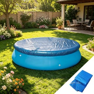 Zwembad hoes - Ronde Zwembadhoes 350 cm - Geschikt voor 305 cm Zwembad (10FT) - PE Solar Pool Cover - Blauw