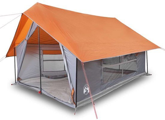 vidaXL - Tent - 5-persoons - waterdicht - grijs - en - oranje