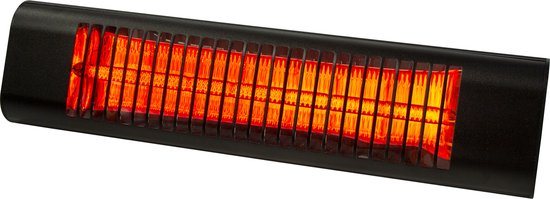 W2Go Red Line Terrasverwarmer op Stekker 2,0 kW Carbon Heater met Minimale Lichtafgifte – Compact, Elegant en Krachtig – Ideale Elektrische Heater Voor Terras, Overkapping, Horeca en Binnen/Buiten Gebruik - Zwart