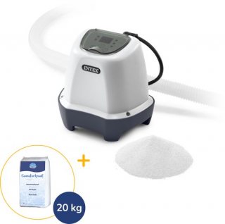 Intex zoutwatersysteem mini + zout | Zwembaden tot 6000 liter | Voordeelpakket | Inclusief 20 kg zout