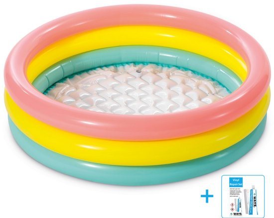 Intex - Opblaaszwembad - Sunset Glow Baby Pool - Zachte opblaasbare bodem - Vanaf 1 tot 3 jaar - Ø 86 x 25 cm inclusief reparatiesetje