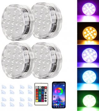 4 Stuks Dompelbare LED Zwembadverlichting - 16 Kleuren 4 Modi - Batterijgevoed Met Afstandsbediening - Voor Zwembad - Vijver en Decoratie