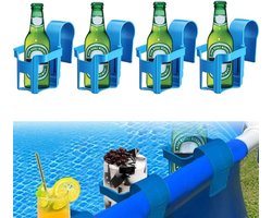 Zwembadrand-bekerhouders van kunststof - Set van 4 - Voor whirlpool, zwembad, spa - Bierkratkoeler en drankhouder - Accessoires voor zwembad