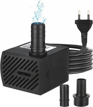 Mini ultrastille waterpomp - Kleine dompelpomp - Geschikt voor aquariums, vijvers, fonteinen, tuinen, sculpturen, dierenfonteinen - Inclusief sproeier - Zwart