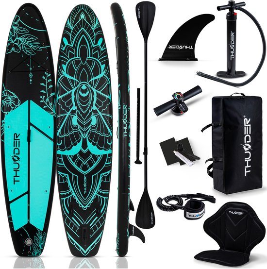 THUNDER MOTH-MINT SUP Board Opblaasbare 350 cm met Kajakstoel – Complete Set met Pomp, Peddel & Accessoires