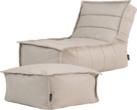 icon - Dolce Lounge Zitzak met Poef - Ligstoel - Binnen - Buiten - Beige