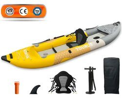 Tourus® Opblaasbare Kajak - High-end Premium Kayak - 1 persoons - Drop stitch - Bushcraft kayak opblaasbaar - 125KG draagkracht - Compleet met accessoires - Outdoor & avontuur