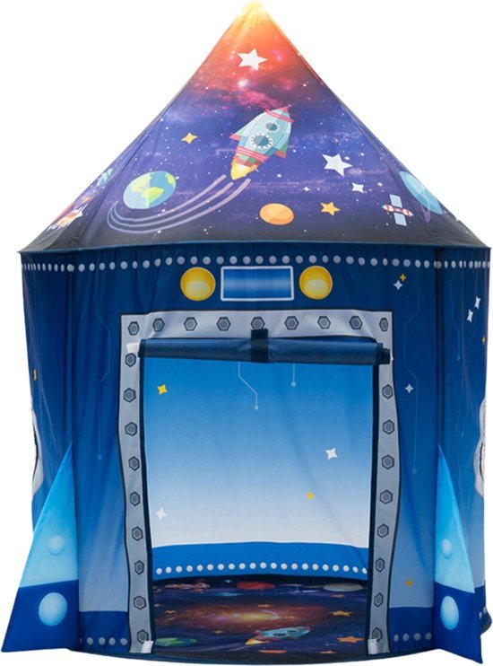 Gofun Starshuttle Speeltent - 100 x 135 cm - Voor Kinderen Vanaf 3 Jaar - Buiten en Binnen - Speeltentje - Raket - Blauw